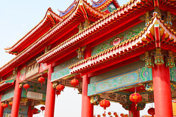 Stunning Colorful Ornate Roofs of a Chinese Buddhist Temple Gate