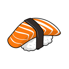 Sake (Salmon) Nigiri Sushi or japanese food Vector Illustration