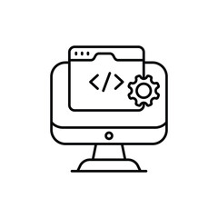 web development line icon with white background vector stock illustration