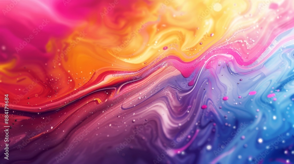Poster vibrant abstract gradient swirl with multicolored bright hues, providing a vivid and dynamic backgro