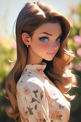 portrait of a girl, anime style