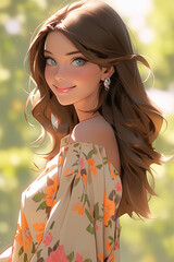 portrait of a girl, anime style