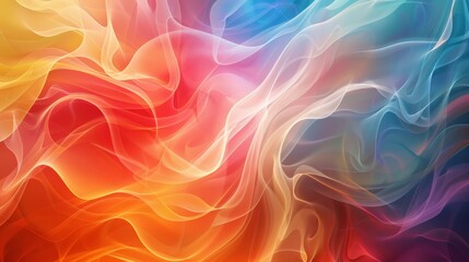 Obraz premium Colorful abstract fluid art with swirling patterns blending blues, pinks, and oranges in a dynamic composition.