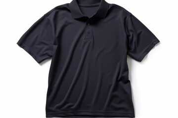 Dark blue polo shirt isolated on white background for clean product presentation
