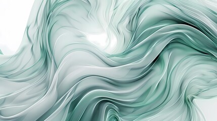 Obraz premium Mint Green and Seafoam Blue Abstract Swirl Shape - Calming Digital Art