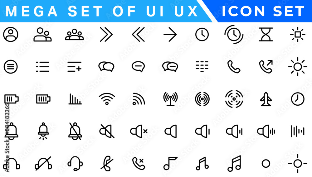 Aufkleber mega set of ui ux icon set, user interface iconset collection.