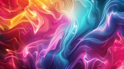 Obraz premium Colorful abstract fluid art with swirling patterns blending blues, pinks, and oranges in a dynamic composition.