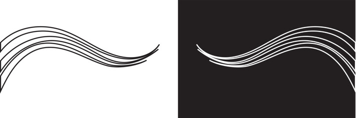 Obraz premium Triple winding curved line calligraphy, squiggle doodle road. isolated on white and black background. vector . EPS 10