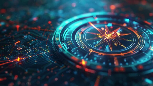 The digital compass: A strategic explorer for businesses, Vision crisis, Mission path, Agency creative, Digital strategy, Market decision, Achievement strategy, Financial stock, Company vision 