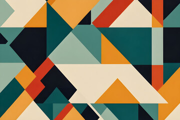Visual Symphony in Geometric Harmony - Abstract Composition with Interlocking Shapes and Contrasting Colors