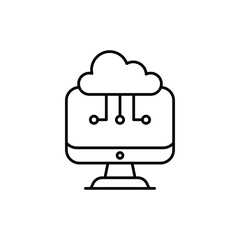 cloud computing line icon with white background vector stock illustration