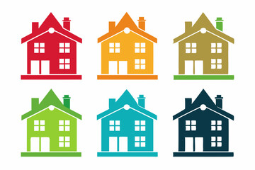 House icon set, Collection home icons. Set of real estate objects and houses black icons isolated on white background. Vector illustration.
