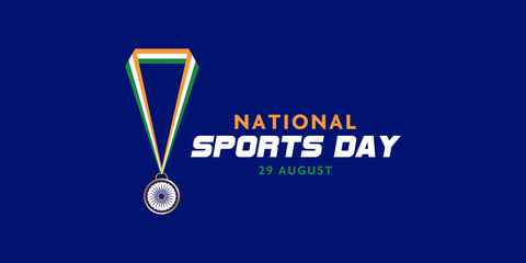 National Sports Day India logo name Indian flag made medel, illustration of Indian sportsperson from different field victory in the championship on tricolor India banner poster social media post