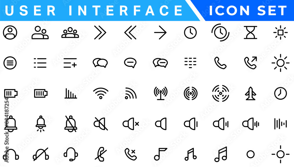 Poster mega set of ui ux icons, user interface icon set collection