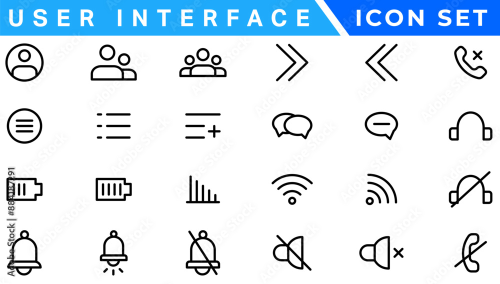 Poster mega set of ui ux icons, user interface icon set collection