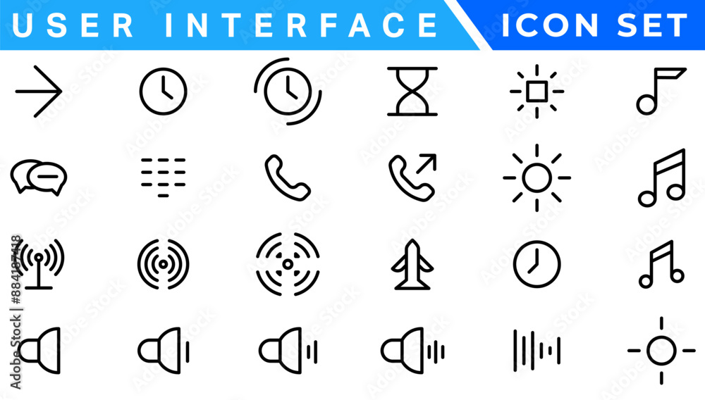 Poster mega set of ui ux icons, user interface icon set collection