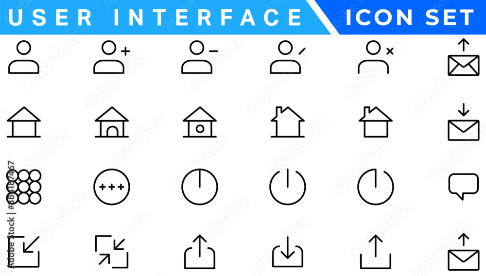 Poster mega set of ui ux icons, user interface icon set collection