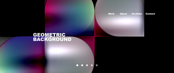 Circles and lines. Bright colorful geometry with glassmorphism effect. Vector Illustration For Wallpaper, Banner, Background, Card, Book Illustration, landing page