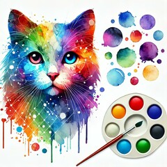 abstract watercolor cat background