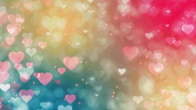 rain of particles and glitter romantic love hearts twinkle with blurry. wedding, anniversary, valentine. background loop motion animation