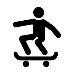 "Skateboard Icon Vector: Thrilling Silhouette of a Skater Showcasing Dynamic Agility"