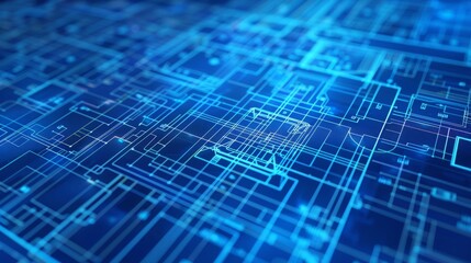 Dark blue background with modern futuristic abstract graphics element for presentation design, corporate banner, tech background. High quality photo