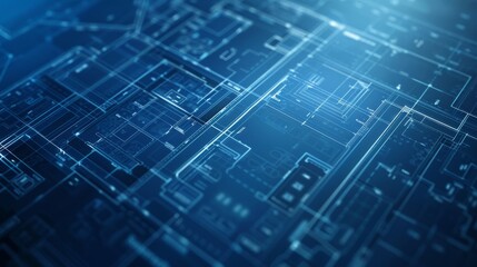 Fototapeta premium Dark blue background with modern futuristic abstract graphics element for presentation design, corporate banner, tech background. High quality photo