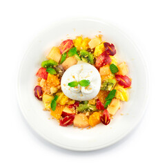 Burrata cheese with Mixed fruit Salad