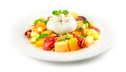 Burrata cheese with Mixed fruit Salad