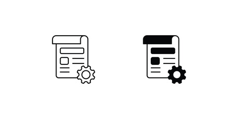 content management set icon with white background vector stock illustration