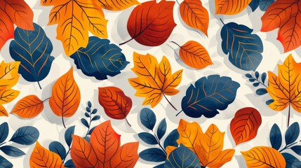 Colorful autumn leaves seamless pattern background