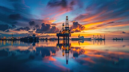 Fototapeta premium Oil Rig at Sunset