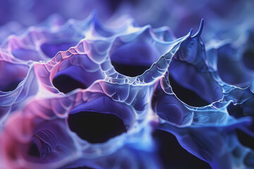 Dynamic periwinkle abstract structure, emphasizing scientific importance, great for medical.