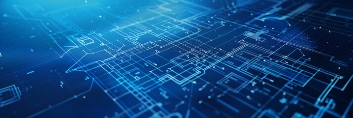 Fototapeta premium Dark blue background with modern futuristic abstract graphics element for presentation design, corporate banner, tech background. High quality photo