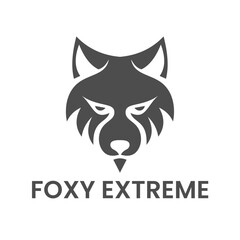 Wolf silhouette head logo, simple fox logo with editable text