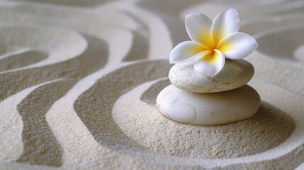 Zen Garden with White Flower