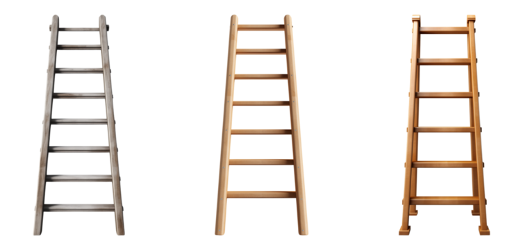 Set of ladders. Isolated on a transparent background	