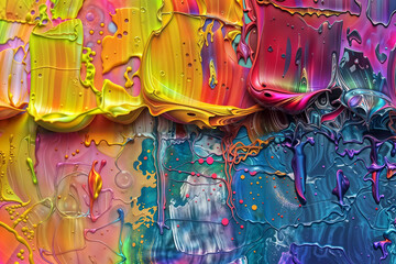 Naklejka premium Vibrant Paint Melange. Multicolored abstract paint swirls.