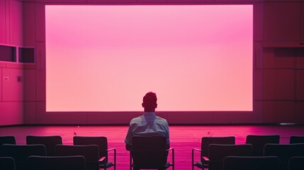 Conference Speaker with Pink Screen