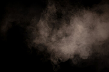 White steam on a black background.