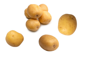 A group of fresh tasty potato isolated on white background.