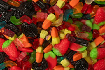 Assorted colorful gummy candies. Jelly  sweets.