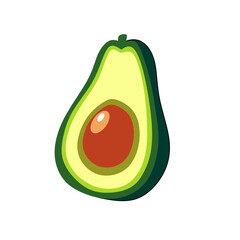 fresh avocado pieces with seeds inside. fruits vector illustration