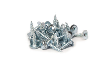 Screw-washer to wood isolated on a white background.