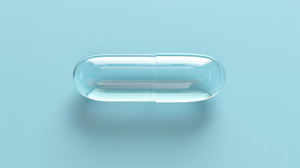 A clear gel capsule isolated against a soft, blue background, symbolizing clarity in medicine