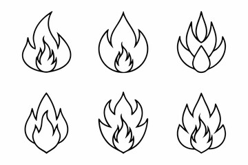 fire line icon, fire line art vector	set
