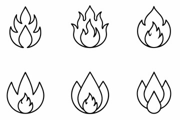 fire line icon, fire line art vector	set
