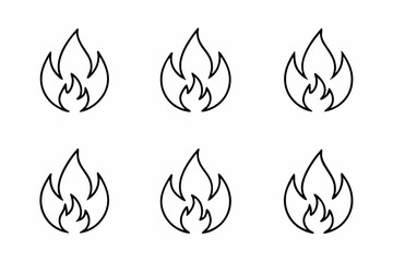 fire line icon, fire line art vector	set
