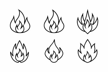 fire line icon, fire line art vector	set
