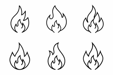 fire line icon, fire line art vector	set
